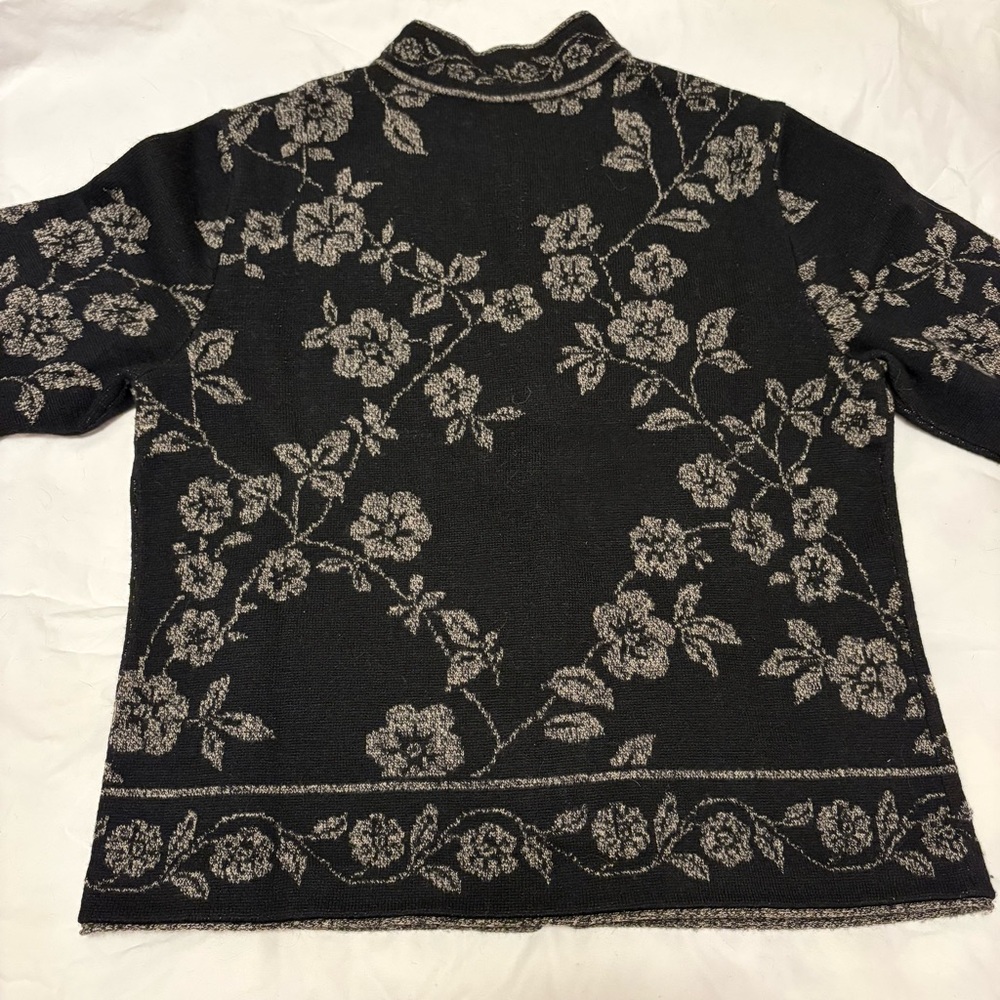 Talbots wool Cardigan Black & Golden Tan - Picture 3 of 13
